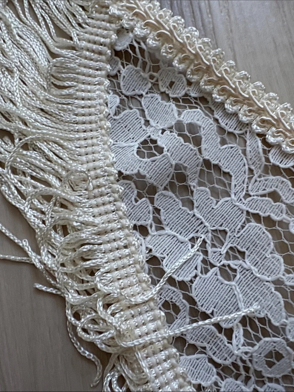 VTG 1994 EL & Company Lace Mini Shawl Ivory Fringe Made in USA NWT